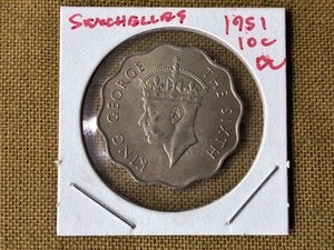 1951 Seychelles 10 Cents Featuring King George The Sixth~EXCEPTIONAL~In Holder