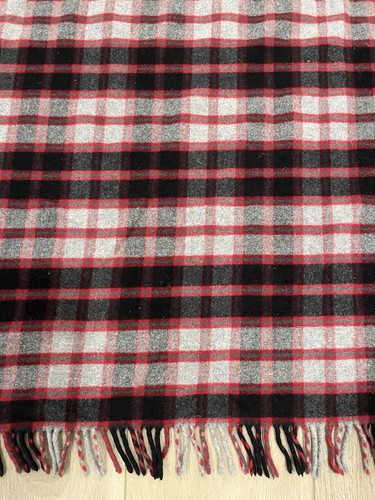 Pendleton 100% Wool Throw Blanket Red Gray Black Plaid 65” x 48” Made In USA - Picture 2 of 7
