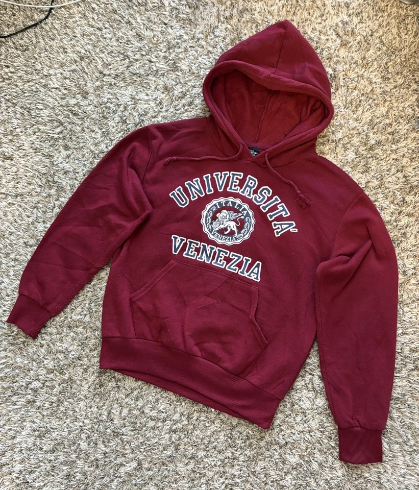 Sudadera con capucha suéter borgoña Star Venezia Universitá Venezia Italia para mujer talla XS Foto 3 de 4