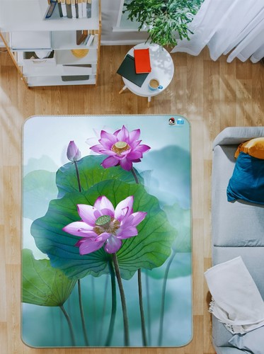 3D Watercolor Lotus K14120 Non Slip Rug Mat Elegant Photo Carpet Panda 2023 - Picture 2 of 5