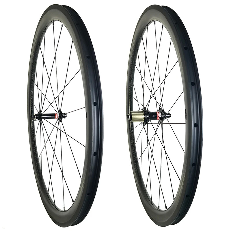 700C Road Bike Carbon Wheels 25mm Wide 45mm Deep Clincher Tubeless Rim Brake