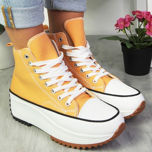 Damen Canvas Damen Turnschuhe rutschfeste Sohle Plateau Schnürschuhe Freizeit Turnschuhe Schuhe - Bild 35 von 65