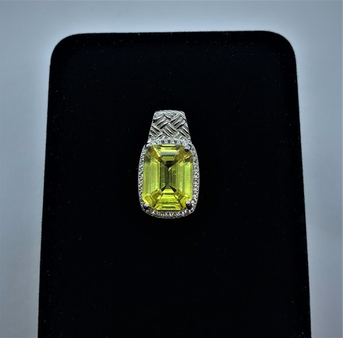 9 Colgante de zafiro amarillo limpio con lupa certificado TCW en plata chapada en oro 18k W - Imagen 9 de 12