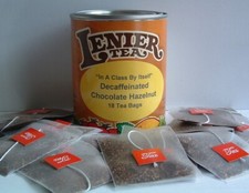 2 Tins Decaf. Choc. Hazelnut Biodegradable Tea Bags 18 Count Reusable Tins
