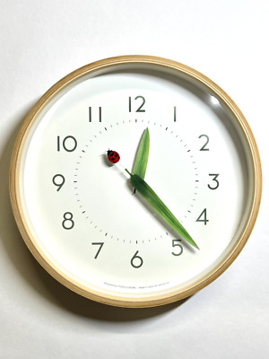 ポーちゃん　CHAMBRE Wall Clock Lemnos Wall Clock Analog Natural Wooden Ladybug Sur18-16 Perch