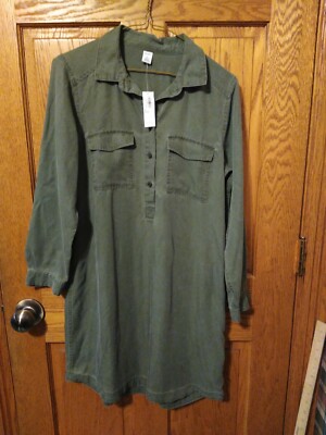 Old Navy Army Green Shirt Dress Size Small Petite NWT | eBay