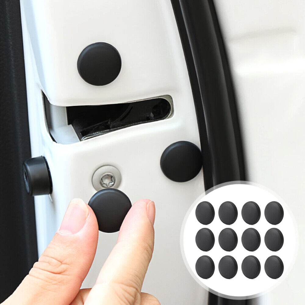 12x Car Interior Door Lock Screw Protector Cover Cap Trim Auto Accessories Black
