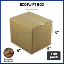 100 6x5x5 EcoSwift Cardboard Packing Moving Shipping Boxes Corrugated Box Carton