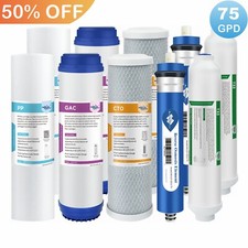 5 Stage Reverse Osmosis System Water Filter with 75GPD RO Membrane 5-10 Pack Set