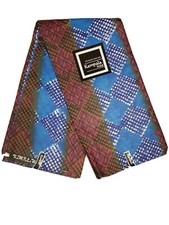 Ankara African wax print fabric 6 yards cotton. Kampala design/ Blue and Brown