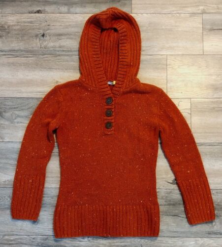Cabela's Hooded Speckled Orange Pullover Knit Sweater Womens Small Long