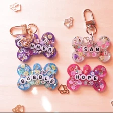 Personalized Resin Bone Dog & Cat  Tag ID Customized w/ Name, Custom Dog Tag