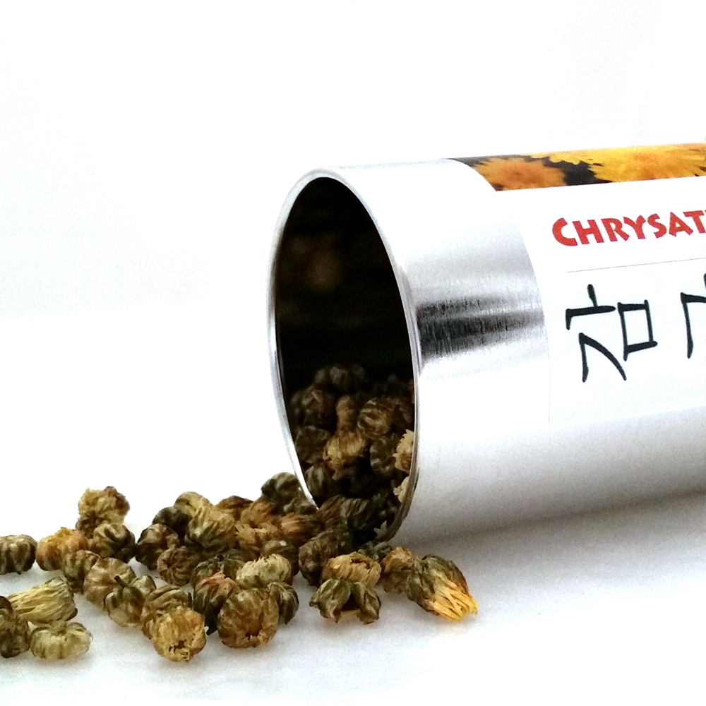 Medicinal Korean Herb, Chrysanthemum Blooming Tea Gift Tin Caddy 국화 틴캔차 1oz