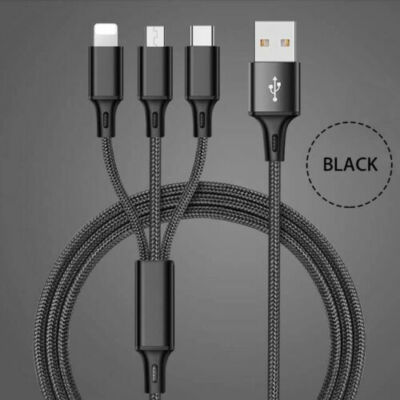 3 in 1 Fast USB Charging Cable Universal Multi Function Cell Phone Charger Cord