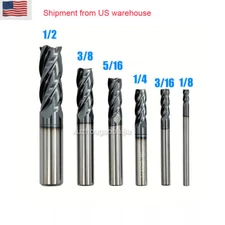 6 PCS Set 1/8" 3/16" 1/4" 5/16" 3/8" 1/2" Square Carbide End Mill AlTiCrN Coated