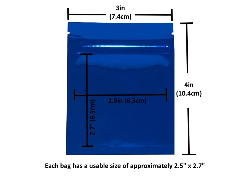 3x4inch Both Sided Colored Glossy Mylar Foil Zip Lock Bag Wholesale - Image 2 of 4
