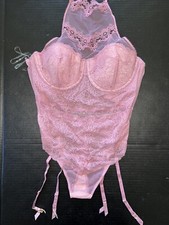 NWT Victoria's Secret 36D garter TEDDY bodysuit one-piece PINK embroidered lace