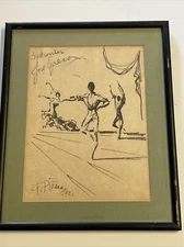 Vintage PAINTING DRAWING DANCER PORTRAIT LISTED FERNANDO PINANA TO JOSE GRECO