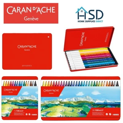Caran D'Ache Fibralo Faser Filz/Bürste Gespitzt Stifte Artist Farbe Metalldose - Bild 1 von 4