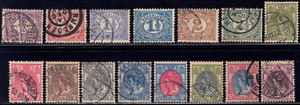 Timbres Pays-Bas 1891-1900 - Reine Wilhelmine - Set Scott #40-53 / NVPH 34-47 - Occasion VF