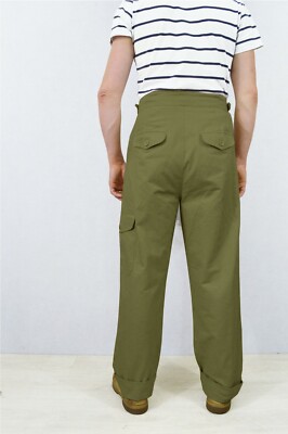 Gurkha Pants British Military 1950s Army Trousers Belted Pleated