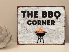 Insegna Targa Angolo BBQ Giardino Metallo Novità Regalo fcp134