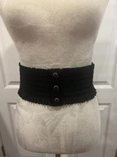 Women Wide Stretch Black Belt Sz 4x28inches (M)