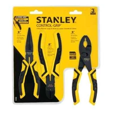 NEW STANLEY 84-056 Black Comfort Grip 3 Piece 6" Pliers Set ~ Free Shipping