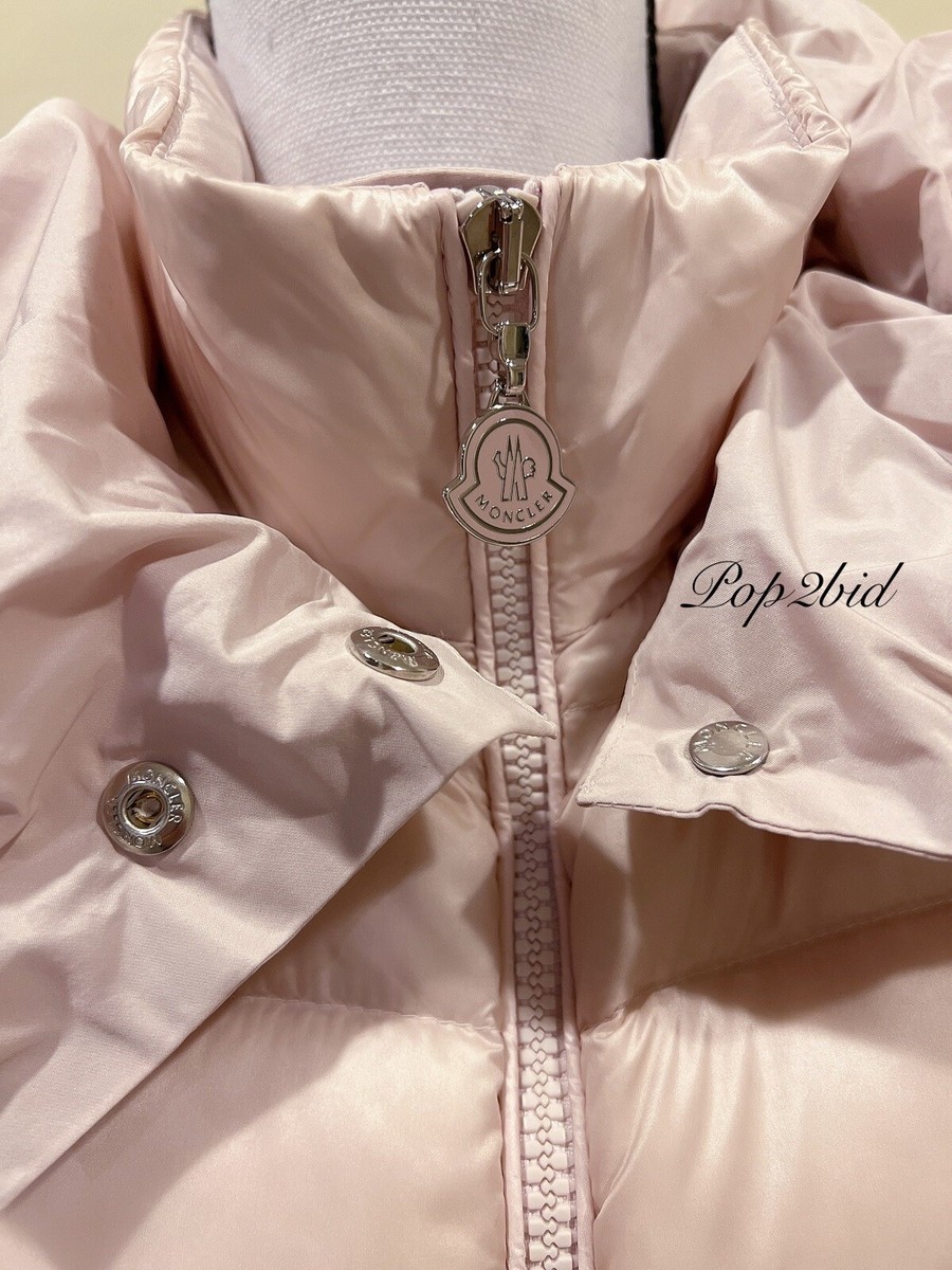 NWT Authentic MONCLER Women Pink Front Panel Down Vest with Ruffle  