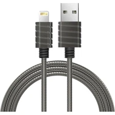 iWalk Stainless Steel Charge/Sync Lightning to USB Cable - Gray MFi-Certified