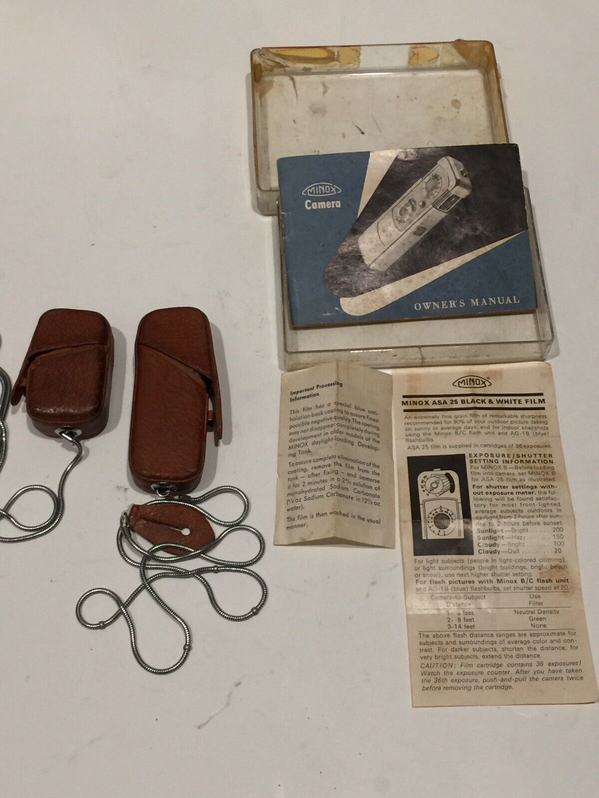Today's Financial sales sale only Minox and light exposure meter with leather Wit cases rare Brown