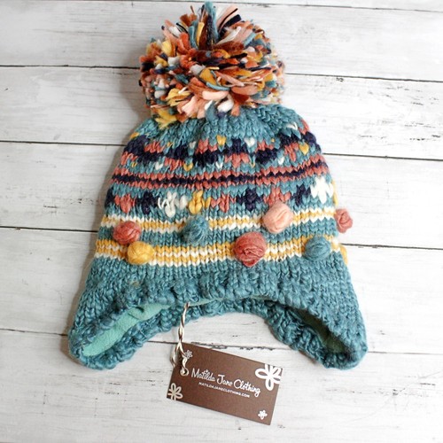 Matilda Jane Girl's Sweater Knit Earflap Hat Youth Size S Fleece Lined Winter - Picture 2 of 5