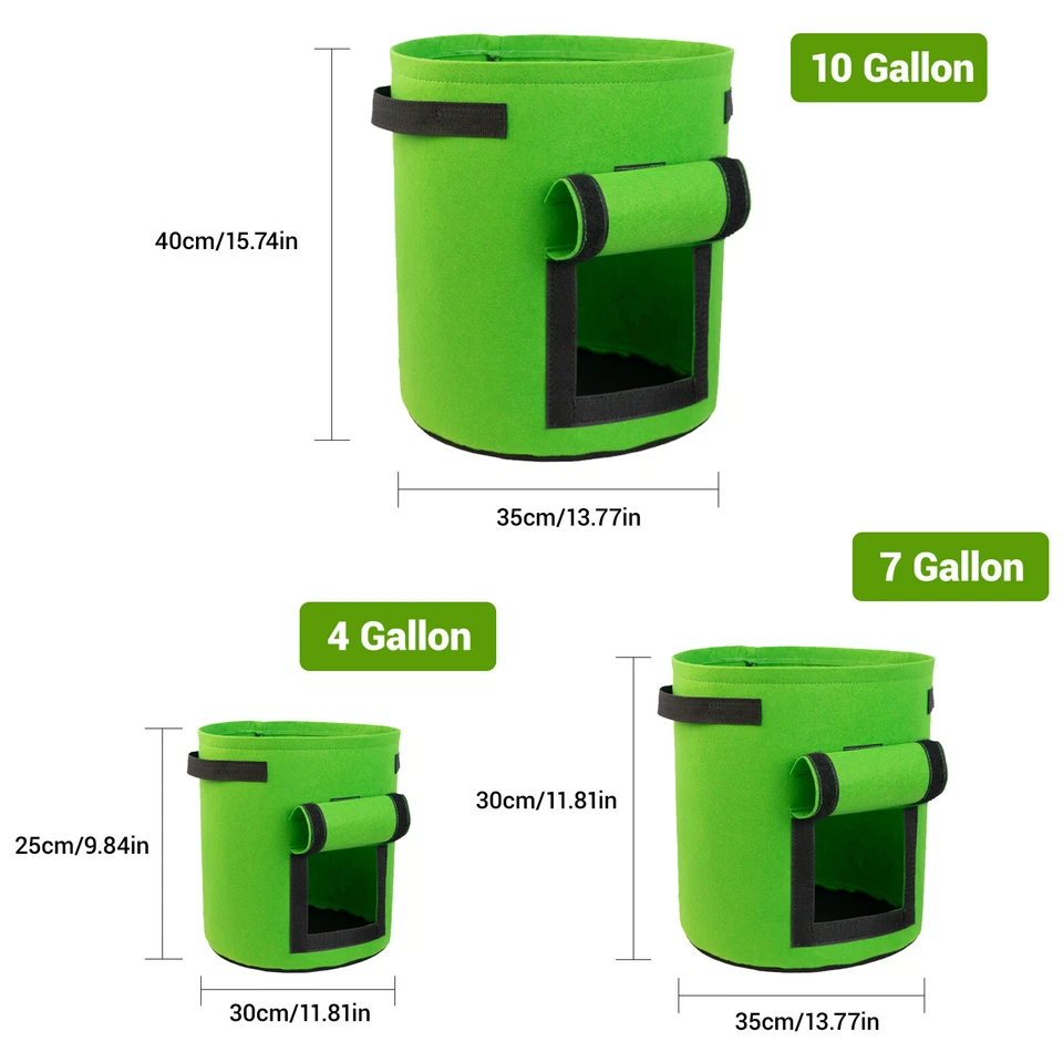 3X 10 Gallon Potato Grow Planter Container Bag Pouch Root Plant Growing Pot Side - Image 2 of 4