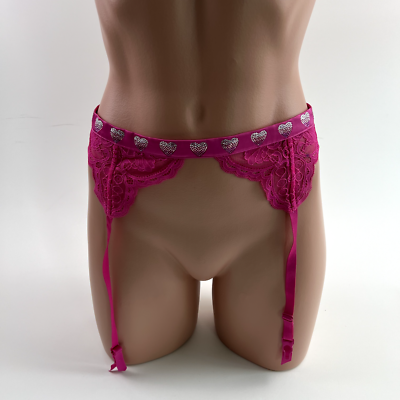Victoria's Secret Very Sexy Mesh Rhinestone Garter Belt Pink Size XS/S NWT 