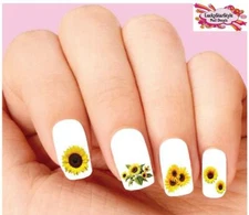 Waterslide Flowers Nail Decals Set of 20 - Sunflower Assorted