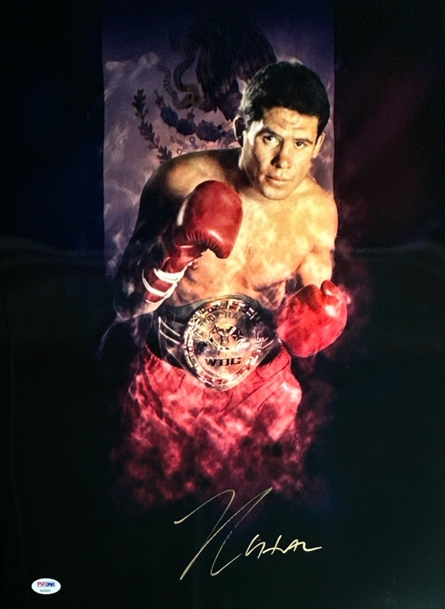 Julio Cesar Chavez 直筆サイン入りフォトパネル Julio Cesar Chavez Signed 16x20 Metallic Boxing Photo PSA 8A35001