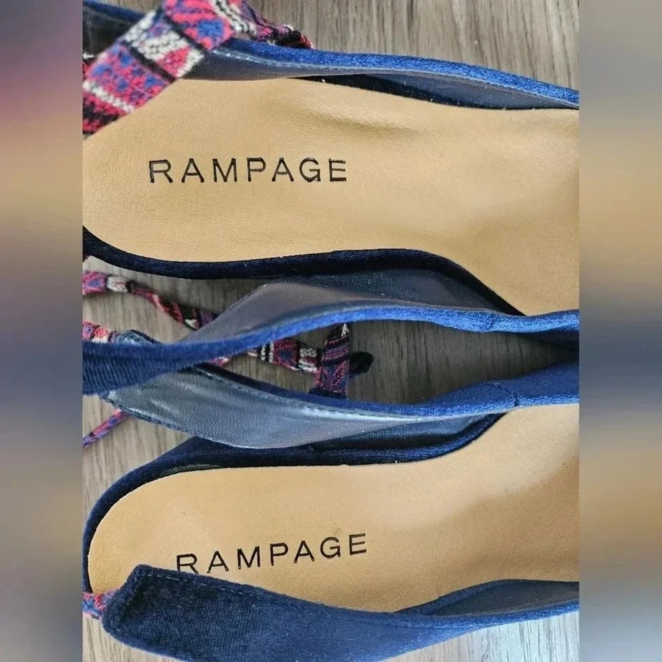 Noelle Terciopelo Cordones Bloque Tacones Azul con Cordones Multicolor Corbatas Talla 8 Foto 4 de 4