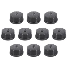 2 Pcs 3/4" Octagon Head Steel Threaded Pipe Fitting Caps, Black