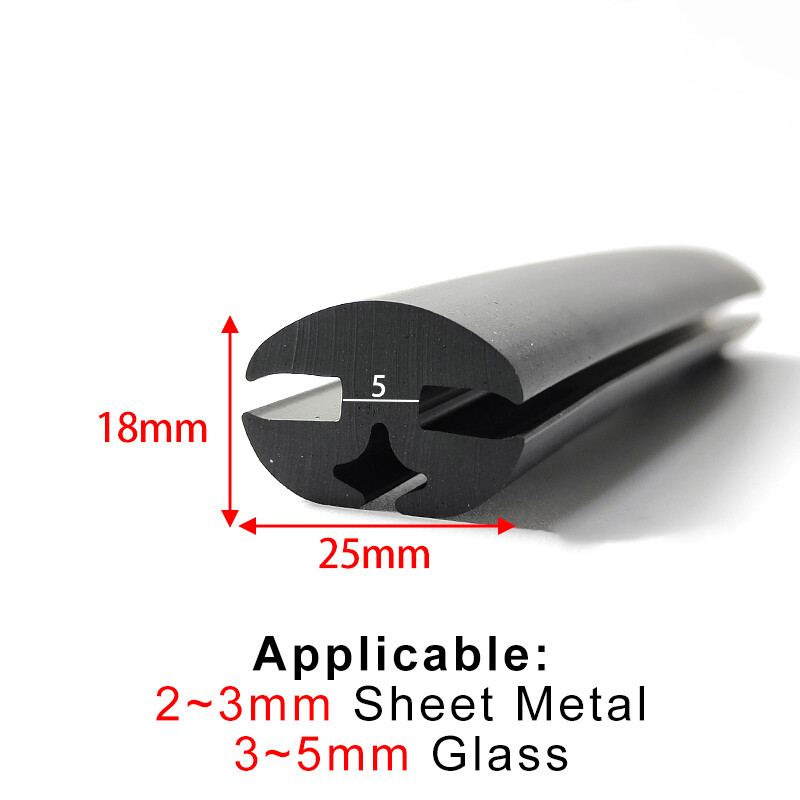 Rubber Window Windscreen Glass Seal Slot Waterproof Rubber Clip Width