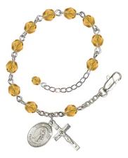 YOU CHOOSE Female Patron Saint Silver Rosary Bracelet Bliss November Birthstone
