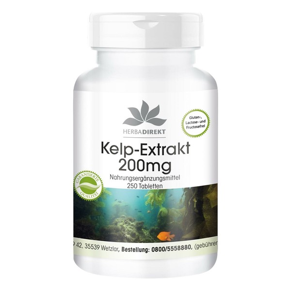 Kelp-Extrakt 200 Mg 250 Tabletten, 300µG NatüRliches Jod, Vegan | Herba Direkt-image