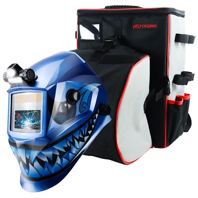 TRQWH True Color Auto-Darkening Welding Helmet Shade 9-13 & Welding Backpack