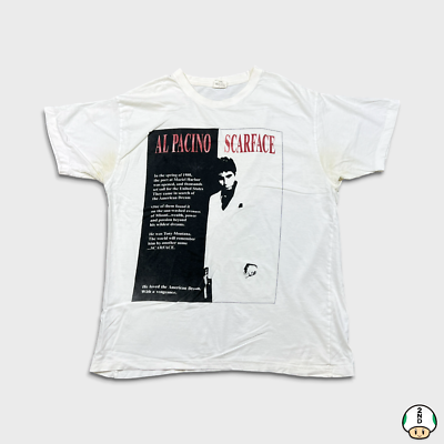 Vintage 90s Al Pacino Scarface T Shirt Mens Large White Graphic 
