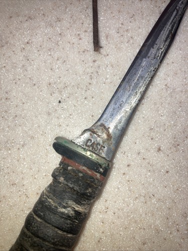 EARLY CASE FIXED BLADE HUNTING KNIFE WITH STACKED LEATHER HANDLE - Picture 6 of 12