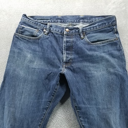 Gap 1969 Jeans Mens 36x30 Blue Standard Selvedge Button Fly Dark Wash Denim - Picture 2 of 12