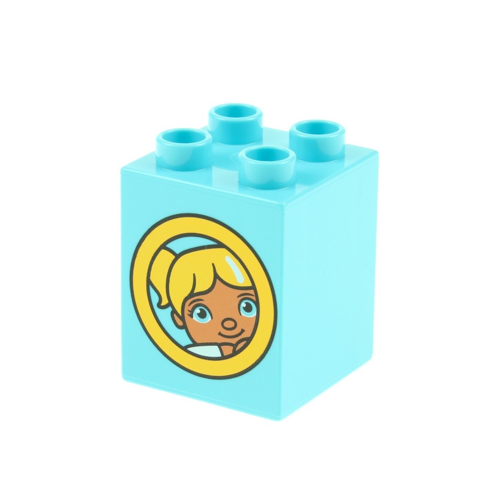 1x LEGO Duplo Motif Construction Stone 2x2x2 Light Azure Blue Astronaut Girls