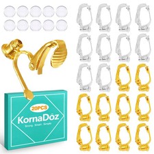 20 Pcs Clip-On Earring Converters, Pierced to Clip-On Findings with 10 Silico