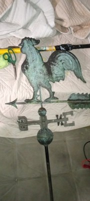 46  Tall LARGE Handcrafted 3Dimensional ROOSTER Weathervane Copper Patina Finish