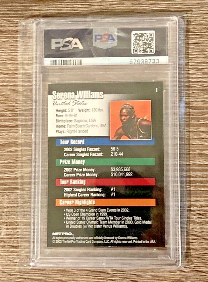 Carte De Collection Tennis : Serena Williams Rookie RC 2000 Stadion #567 - PSA 10 (Pop 5) Rare