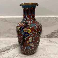 Vintage Chinese Cloisonné Vase Palm Beach Estate Find As-Is Has Dents